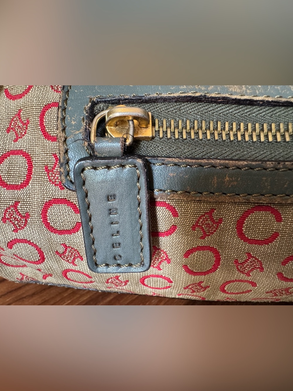 🧡 VINTAGE Celine C Sulky Monogram Canvas Distressed Barrel Bag - RARE 🧡 - Picture 5 of 15